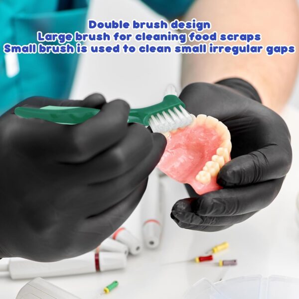 WLLHYF 3 cepillos de dentadura dura de, cepillo de limpieza de prótesis dental, cepillo portátil de doble cara, cerdas multicapa para el cuidado de la dentadura - Image 5