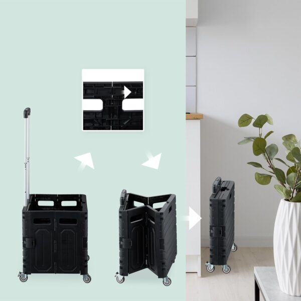 Relaxdays Carro de la Compra, Plegable, Carrito de Transporte con Ruedas y Asa Telescópica, hasta 35 kg, Negro, 102 x 42 x 38 cm - Image 6