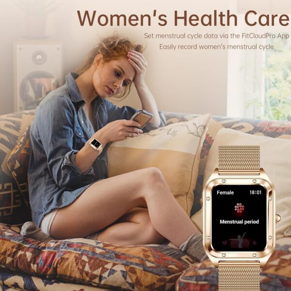 Colesma - Reloj inteligente para mujer, con asistente de voz, pantalla táctil HD de 1,59 pulgadas, reloj inteligente para mujer, rastreador de actividad con monitor de sueño para Android iOS - Image 7