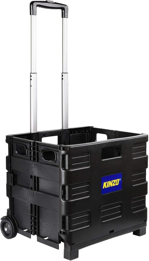 Kinzo Carrito de Compras Plegable - Caja Plegable - hasta 25KG - con Ruedas - Negro