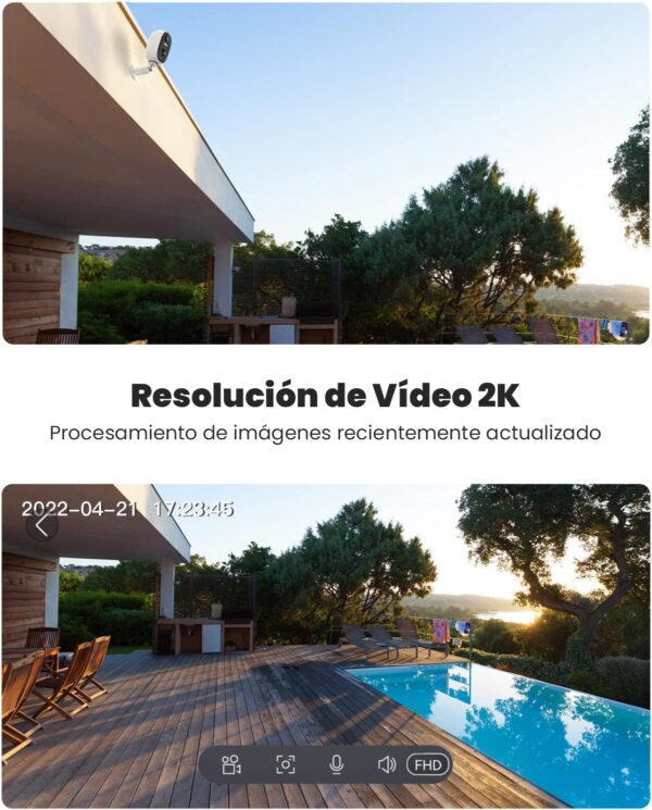ieGeek 2K Camara Vigilancia WiFi Exterior/Interior sin Cables, Batería Recargable de 5200 mAh, Cámara IP de Seguridad con Impermeable, Detección de Movimiento PIR, Visión Nocturna, Audio de 2 Vias - Image 4