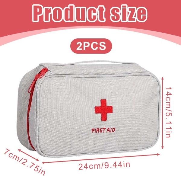 XPEX 2 Piezas Kit De Primeros Auxilios De Viaje Portátil,230 * 130Mm Bolsa Medicamentos Viaje, Mini Vacío Botiquín De Primeros Auxilios, Para El Hogar Montañismo Al Aire Libre,Salvaje(Rojo/Gris) - Image 2