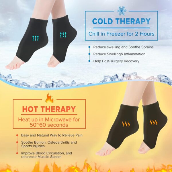 Envoltura de hielo para tobillo y pie, paquete frío de gel reutilizable para terapia caliente y fría, manga de compresión para terapia fría de tendinitis de Aquiles, pies doloridos, pie y talón (L) - Image 5