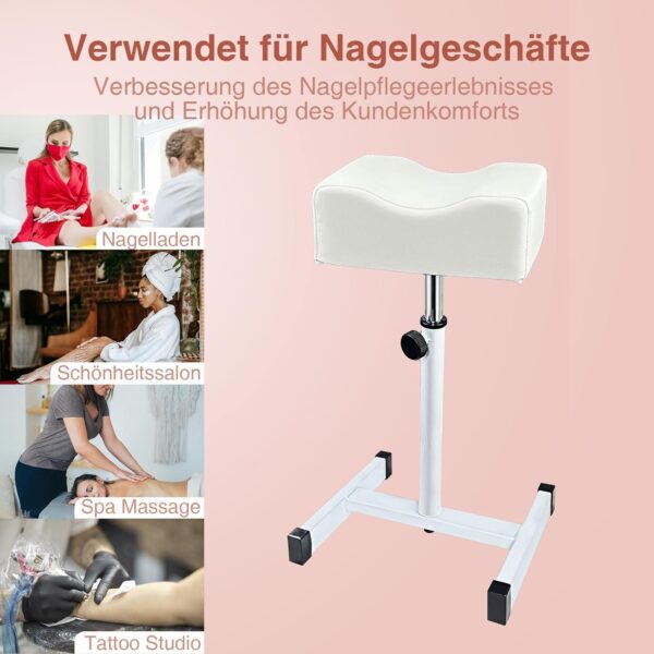 LOVEVLOGY Taburete de pedicura,Cuidado de los pies de manicura,Silla ajustable en altura Reposapiés para uñas Salón,Spa Masaje,Salón de bellezaUña,Blanco - Image 7