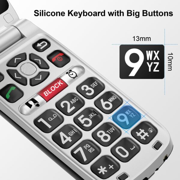 Easyfone Prime-A1 Pro 4G gsm Teléfono Móvil para Mayores con Tapa y Teclas Grandes, Telefono Fácil de Usar para Ancianos con Botón SOS y Base de Carga (Negro) - Image 3