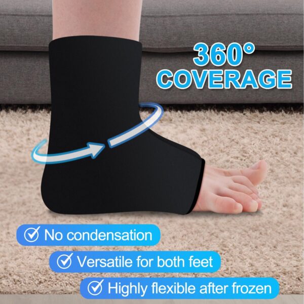 Envoltura de hielo para tobillo y pie, paquete frío de gel reutilizable para terapia caliente y fría, manga de compresión para terapia fría de tendinitis de Aquiles, pies doloridos, pie y talón (L) - Image 3