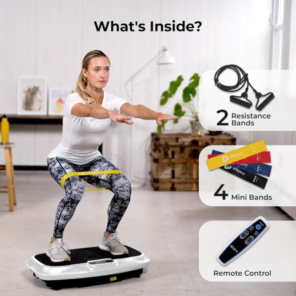 LifePro Vibration Plate Exercise Machine- Whole Body Vibration Fitness Trainer w/ Loop Bands - Vibrating Plate Exercise Machine with Remote, Balance Straps, Videos & Manual- 150Kg MAX Load - Image 7