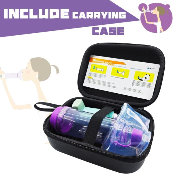 Cámara de inhalación con máscara, incluye estuche de transporte, espaciador de inhalador Aerochamber con máscara compatible con estuche de viaje (para adultos) - Image 2