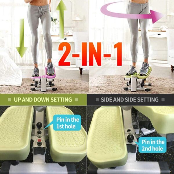 ZXLLAFT Fitness Stepper, 2 en 1 portátil Escalera Stepper, Cintura Fitness Twister Step Machine con Monitor LCD, Antideslizante para Principiantes y Profesionales,Verde - Image 2
