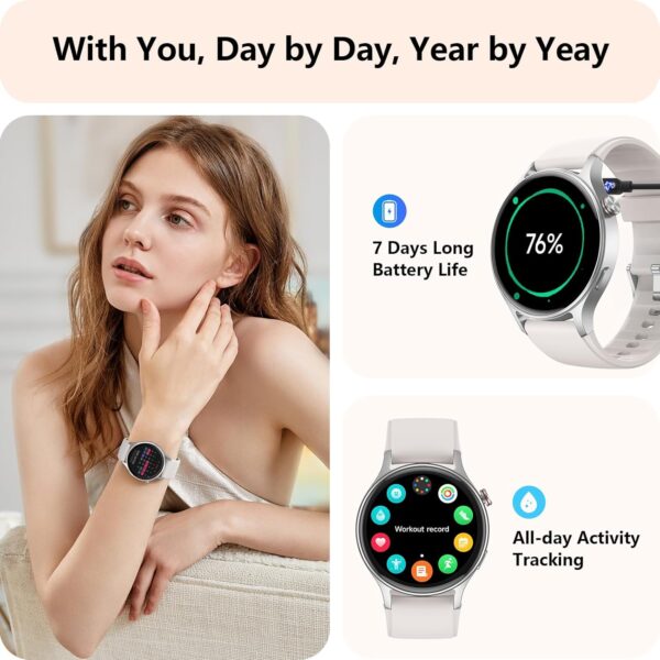 Reloj inteligente para hombre y mujer, con llamada, 1,32 pulgadas, AMOLED Smartwatch para mujer, función de visualización, 120 modos deportivos, frecuencia cardíaca, sueño, SpO2, reloj de fitness, - Image 3