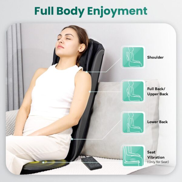 Snailax Asiento de Masaje Shiatsu Mejorado para Masaje de Cuello y Espalda, almohada de masaje para espalda/cuello/hombros, masajeador de espalda con masaje vibratorio, regalo para hombres y mujeres - Image 4