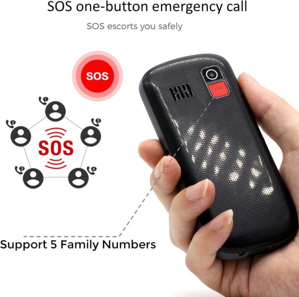 artfone CS182 Teléfono Móvil para Personas Mayores Teclas Grandespara Mayores, 2G gsm con SOS Botón, 1.77 Pulgadas, con una Base de Carga, Fácil de Usar para Ancianos, Cámara, Negro - Image 4