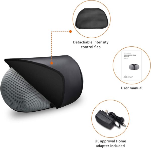 Snailax Almohada de masaje Shiatsu - Masajeador de cuello y espalda con calor, Masajeador de almohada eléctrico para hombros, cervicales, regalos para mujeres/hombres/mamá/papá - Image 7