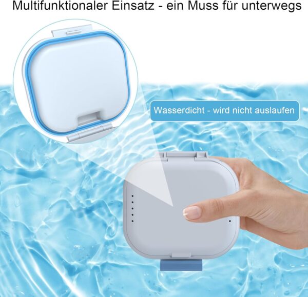 BVN Caja de prótesis a prueba de fugas, almacenamiento de transporte mejorado, caja de baño de dientes con filtro, bandeja para los dientes para remojar las dentaduras postizas, estuche de limpieza de - Image 5