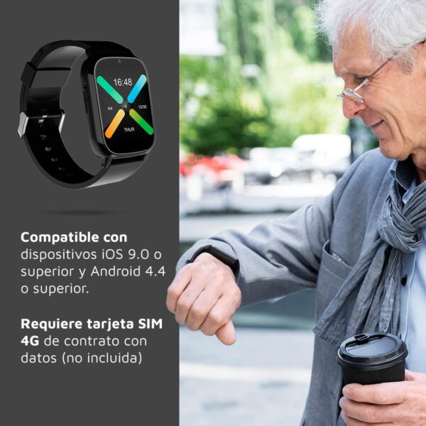 DCU TECNOLOGIC - Smartwatch Sénior con GPS y Videollamadas 4G - Reloj Inteligente con Pantalla IPS Full Touch de 1,69’’ - IPX6 Impermeable - Ideal para Adulto Mayor - Color Negro - Image 6