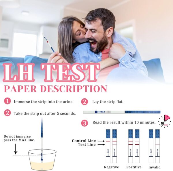 50 Piezas Test de Ovulación, Prueba de Ovulación, 25 miu/ml Sensibilidad, Test Ovulación Tira Rápido Fácil de Usar, Prueba de Fertilidad Familiar Femenina, Resultados Rápidos y Precisos - Image 4