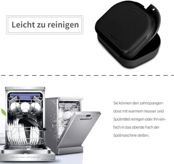 Annhua Silm Caja de Retención de Ortodoncia, Caja Dentadura Postiza, Contenedor Para Dentadura(Negro) - Image 3