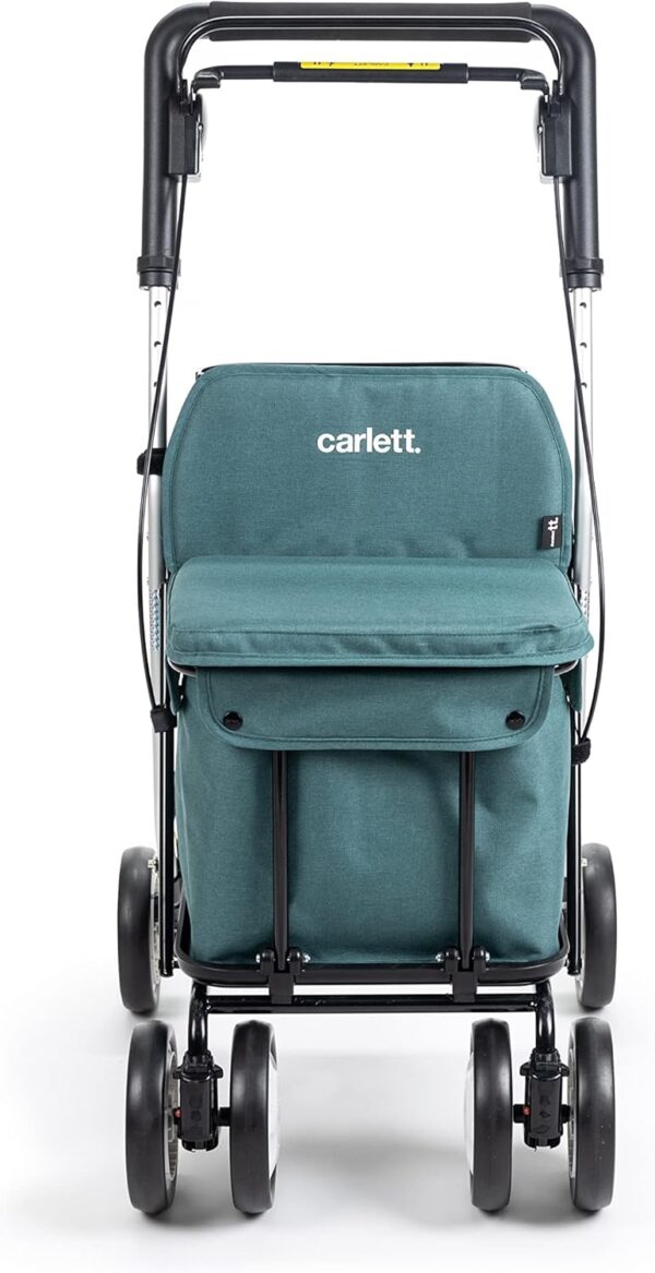 Carlett – Carro de la Compra y Andador con Asiento para Ancianos - Carrito Plegable para Supermercado de 4 Ruedas, con Bolsa Extraíble 29L/15kg – Modelo Comfort, Color Verde - Image 2