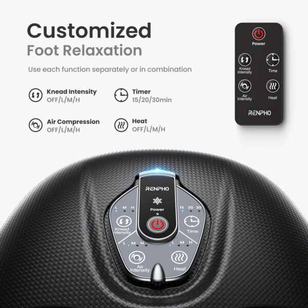 RENPHO Masajeador de pies con calor para fascitis plantar, Portátil Amasado Shiatsu, Compresión, Massager eléctrico de los pies de 3 intensidades - Image 2