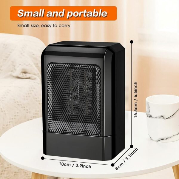 Unipampa Mini Calefactor, Termoventilador Portátil Silencioso, 500W Calefactor Eléctrico Cerámico, Pequeños Calentadores, Protección Sobrecalentamiento, Bajo Consumo, Para Habitaciones y Oficinas - Image 5