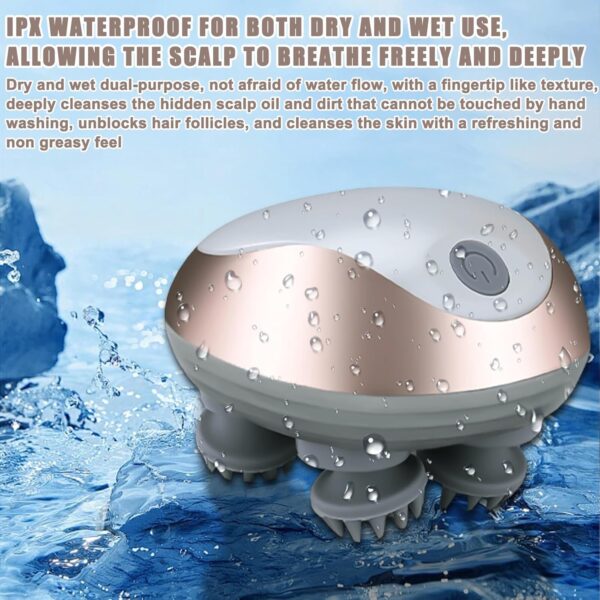 Masajeador eléctrico de cabeza IPX7, resistente al agua, con 4 cabezales de masaje y 3 modos de masaje, masajeador de cuero cabelludo para relajación para masaje de cuerpo completo - Image 4