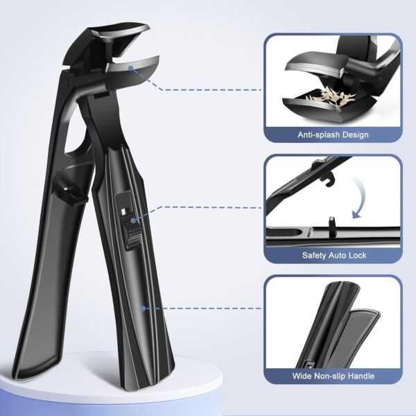 Cortaúñas de cabeza en ángulo para hombres y mujeres, cortaúñas para los pies para personas mayores, uñas gruesas con recogedor, cortador de uñas de mandíbula ancha sin desorden, regalo de cumpleaños - Image 4