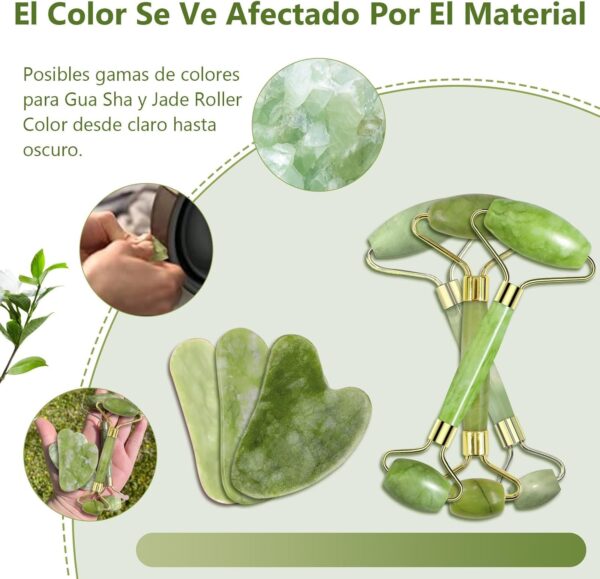 GUGUG Gua Sha y Rodillo Facial, Guasha para el Masaje Facial, Rodillo de Jade Facial Masaje para Mujeres, Relajante de los Músculos del Cuello y del Cuerpo - Image 6