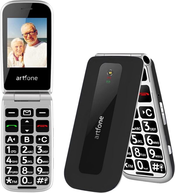 artfone Teléfono Móvil para Personas Mayores Teclas Grandes con Tapa Pantalla de 2,4 Pulgadas Tecla de Emergencia Botón SOS Fácil de Usar para Ancianos Flip F20 Negro - Image 6