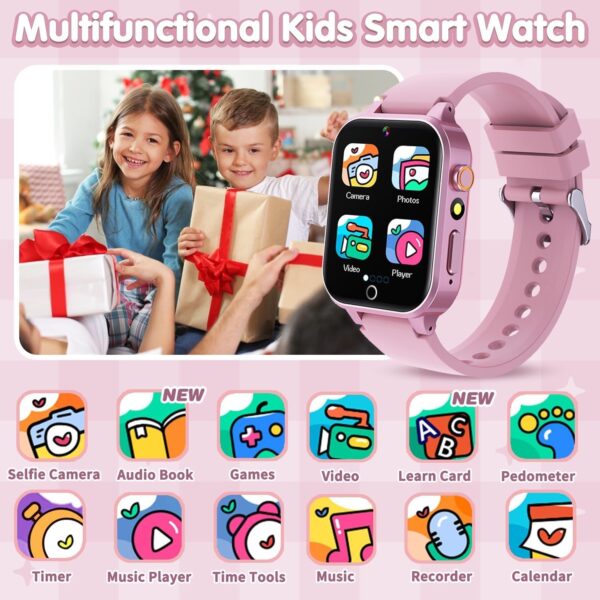 Ruopoem Reloj Inteligente Niño, Smartwatch Niños con 26 Juegos Cámara Música Vídeo Podómetro Audiolibro Despertador HD Pantalla Táctil, Reloj Niño Juguetes Regalos para Niños Niñas 4-12 - Image 6