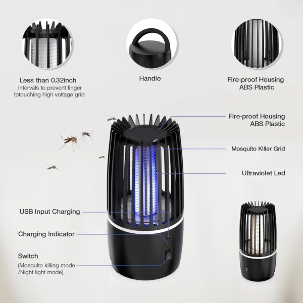 Lámpara Antimosquitos Eléctrico, 4000mAh Recargable Matar Repelente de Insectos Interior Exterior lampara Antimosquitos Anti Mosquitos Control de Plagas para Patio Trasero Camping - Image 3