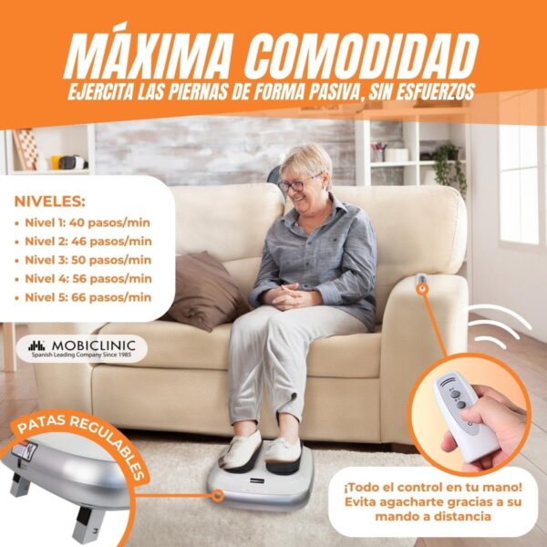 Mobiclinic, Ejercitador de piernas, Eléctrico, LegFit, Marca Española, Gimnasia pasiva, Andar Sentado, para Mayores, para Jóvenes, con Mando a Distancia, Velocidad Regulable - Image 4