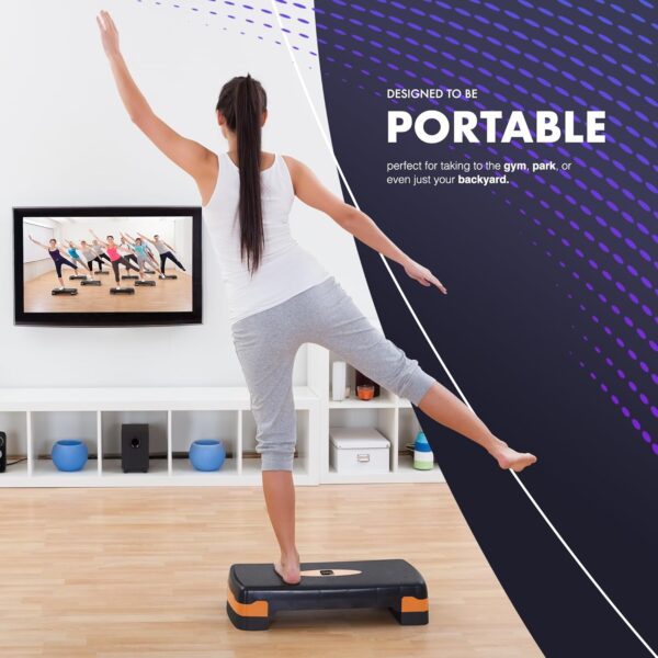 KAYMAN Pasos de ejercicio: paso a paso de fitness para el hogar y el gimnasio, adecuado para aeróbicos, cardio, pesas, yoga, entrenamiento de DVD, alturas de nivel ajustables de 2 pasos (10,15 cm) - - Image 5