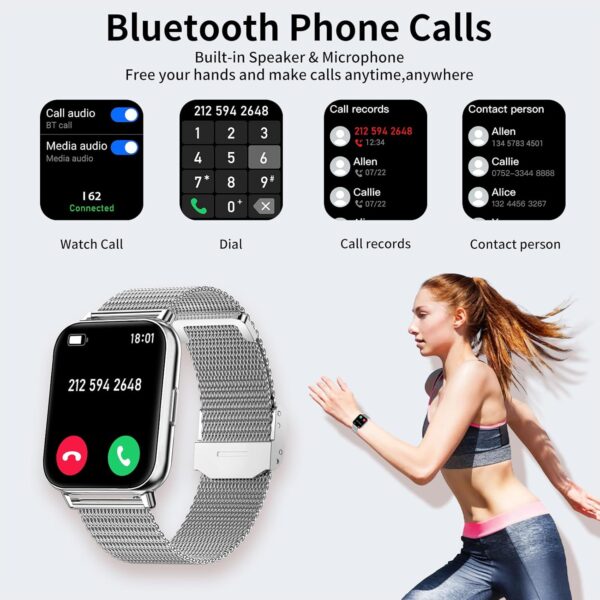 Colesma Smartwatch 1,85" Reloj Mujer Responder/Hacer Llamadas, Asistente de Voz, Impermeable IP67 Pulsera Actividad con 100+ Modos Deportivos, SpO2/ Presión Arterial/Monitor Sueño - Image 2