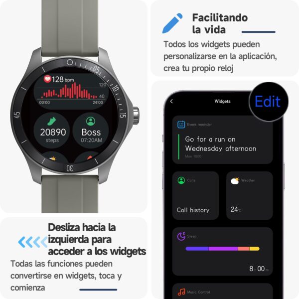 TOOBUR Reloj Inteligente Hombre, Smartwatch Alexa Incorporada 44mm Pantalla IP68 Impermeable con Llamada/podómetro/Seguimiento del Frecuencia Cardíaca/Sueño, para Android iOS - Image 7