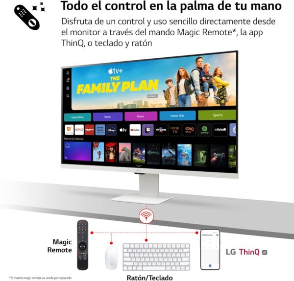 LG 27SR50F-W - Smart monitor, 27", pantalla IPS, Full HD, webOS 23, (1920x1080), 16:9, Sin Cámara, ThinQ App, HDMI 2EA, Blanco - Image 7