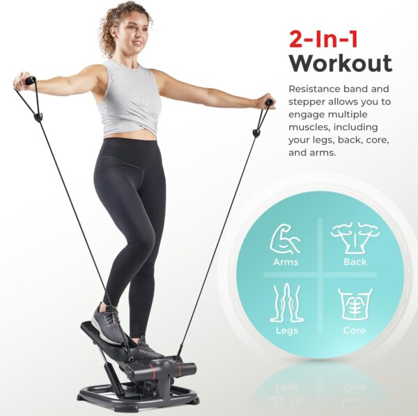 Sunny Health & Fitness Máquina Paso a Paso con Bandas de Resistencia - Image 4