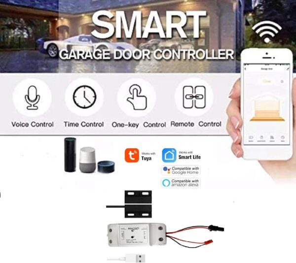 MHCOZY WiFi Abridor de Puerta de Garaje Inteligente,Control de la Aplicación Smart Life Tuya, Control por Voz, Compatible con Alexa y Google Home, No Requiere Hub - Image 2