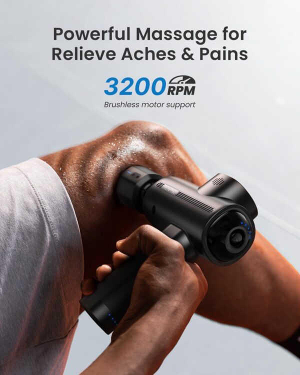 Pistola de Masaje Muscular Calor y frío, Pistola de Masaje RENPHO, Masajeador de Motor de Tejido Profundo de 3200 rpm, Massage Gun, Para el Hogar, Gimnasio, Relajación Muscular de Cuerpo Completo - Image 5