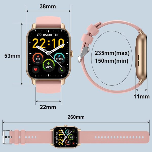 Nerunsa Reloj Inteligente Hombre Mujer con Llamadas, 1,85" Smartwatch 100+ Modos Deportivos, Pulsómetro, Monitor de Sueño, Pulsera Actividad Impermeable IP68 Reloj para iOS Android, Oro Rosa - Image 8
