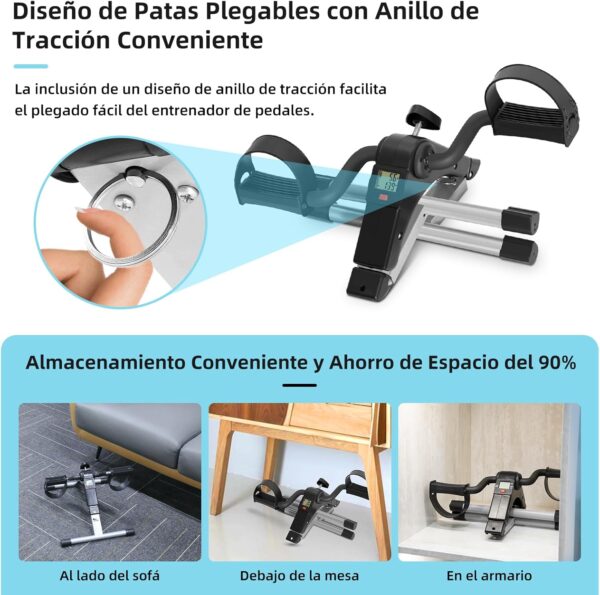 himaly Mini Bicicleta de Ejercicio Plegable Portátil para el Hogar Pedal Ejercitador Gimnasio Fitness Brazo Pierna Entrenamiento Resistencia Ajustable con Pantalla LCD para Mujeres y Hombres - Image 7