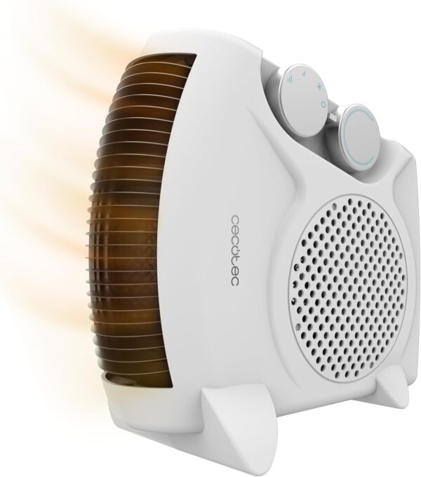 Cecotec Calefactor Eléctrico Bajo Consumo ReadyWarm 2000 Max Dual White. Termoventilador de 2000 W, Oscilación de 65º, 3 Modos, Termostato Regulable, Área de Cobertura 20 m2, Blanco