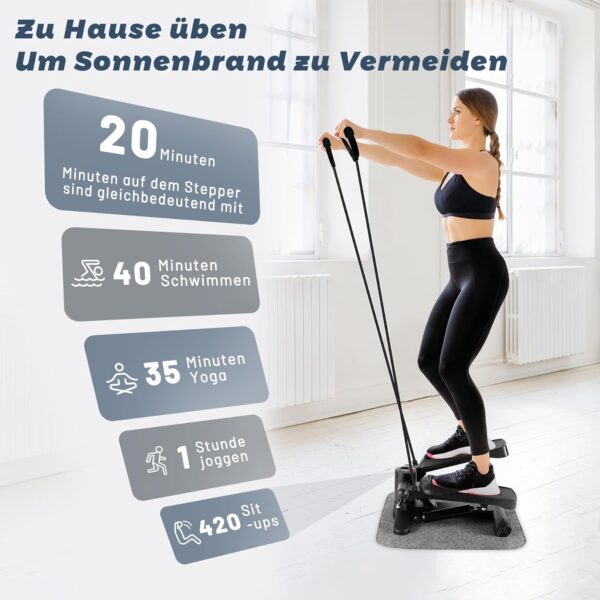 BOWEICORE Stepper para el Hogar, Steppers para Ejercicios con Pantalla LCD y Bandas de Resistencia para Principiantes y avanzados, para Entrenamiento de piernas y glúteos Máximo 150 kg - Image 6