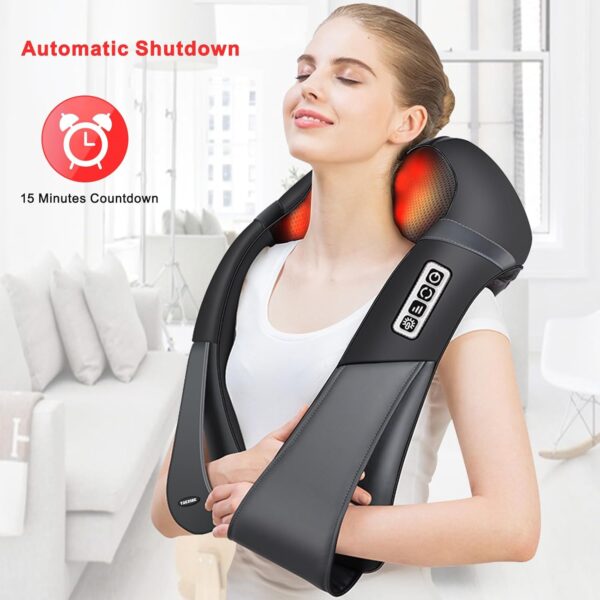 TAKRINK Masajeador Shiatsu 16 Cabezales de Masaje Integrados Masajeador de Hombros Cuello 3 Niveles de Velocidad Dirección Ajustable Relajación con Calor en Oficina Casa - Image 6