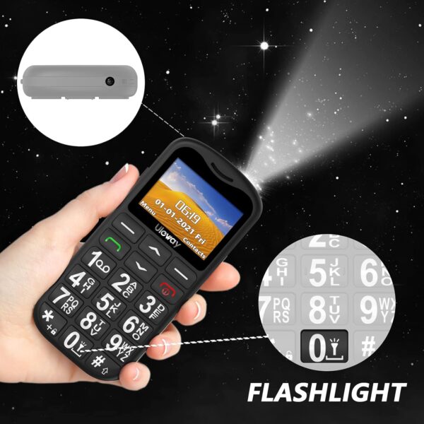 CHAKEYAKE Telefono Movil para Mayores Libre con Teclas Grandes, Doble SIM gsm Teléfono Móvil Basico con SOS Botón | Base de Carga | Fácil de Usar para Ancianos (Negro) - Image 8