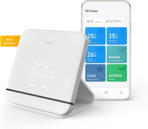 tado° Mando Aire Acondicionado Universal Inteligente con Base, Control digital app – ahorra energía – fácil instalación – compatible con dispositivos Alexa, Siri y Google Assistant