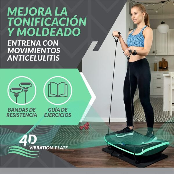 Bluefin Plataforma Vibratoria de Fitness con Triple Motor 4D | Masaje de Terapia Magnética I Altavoces Bluetooth 4.0 (Negro) - Image 5