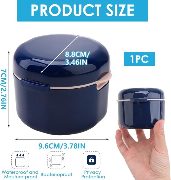 Caja para Dentaduras Postizas con Filtro y Cestillo, Contenedor de Ortodoncia en PP Ecológico, Funda para Aparato Dental, Higiene y Almacenamiento Eficaz (Azul) - Image 2