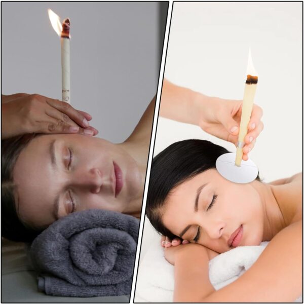 Uhngw Protectores contra goteo para velas en los oídos,Discos protectores para velas en los oídos - Vela para eliminar la cera de los oídos,Plato de vela para el cuidado de los oídos, 16 Uds., velas - Image 4