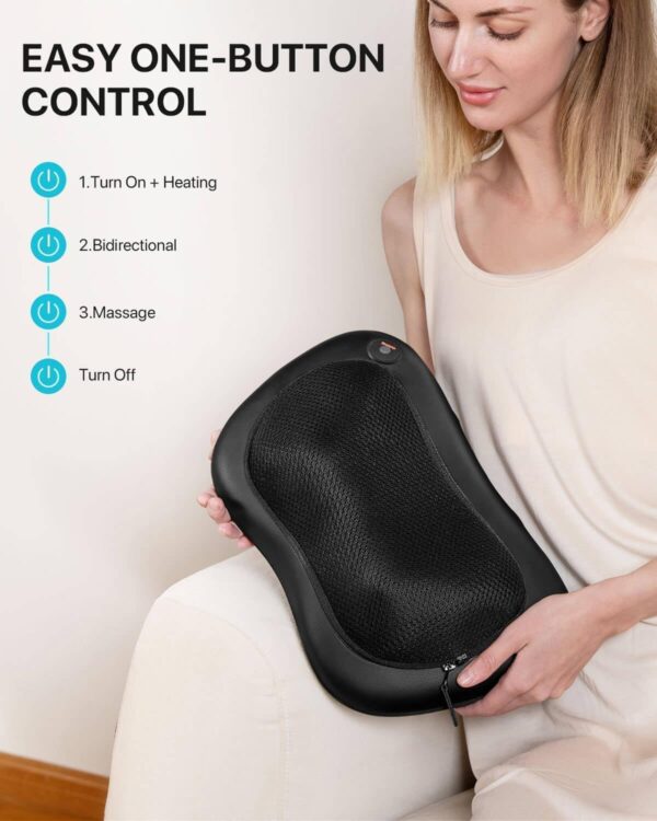 ALLJOY Cojín Masajeador Cervical y Espalda, Masaje Shiatsu Cuello Lumbar con Calor, Masajeador Electrico 3 Niveles con 4 Nodos Rotación 3D, Regalos para Mujeres Hombres para Coche Hogar Oficina - Image 5