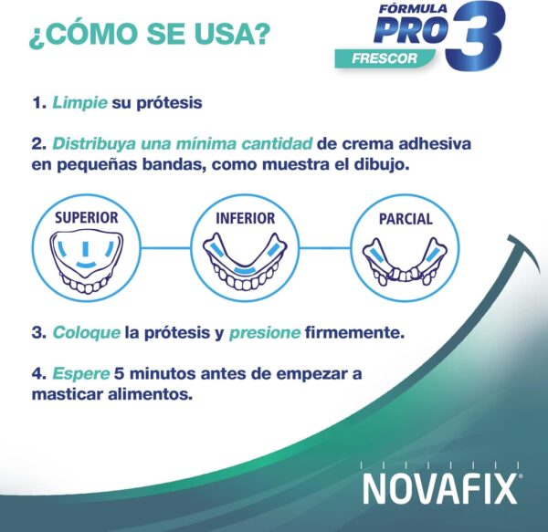 Urgo Novafix - Pro3 Frescor - Fijación ultrafuerte - Crema adhesiva dentaduras postizas - 50 g - Image 4